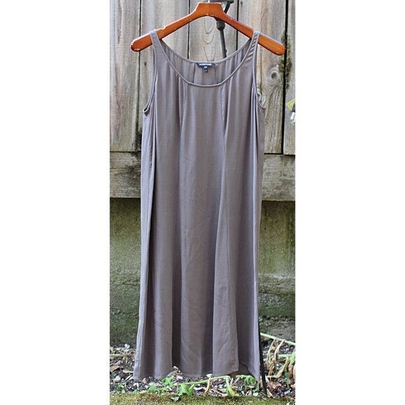 Eileen Fisher - Silk Georgette Crepe Panel A-Line Shift Dress , Cobblestone, S - Picture 8 of 10